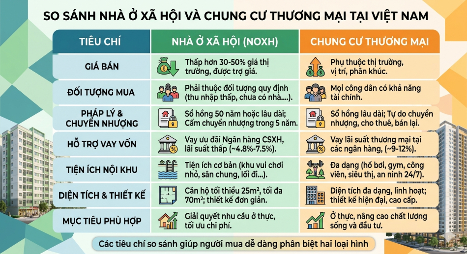 nhà ở xã hội khác gì chung cư